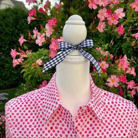 Gap•S•Fitted Boyfriend Shirt•Pink Polka Dots•Button Down Shirting•100% Cotton🌼 - Picture 2 of 6